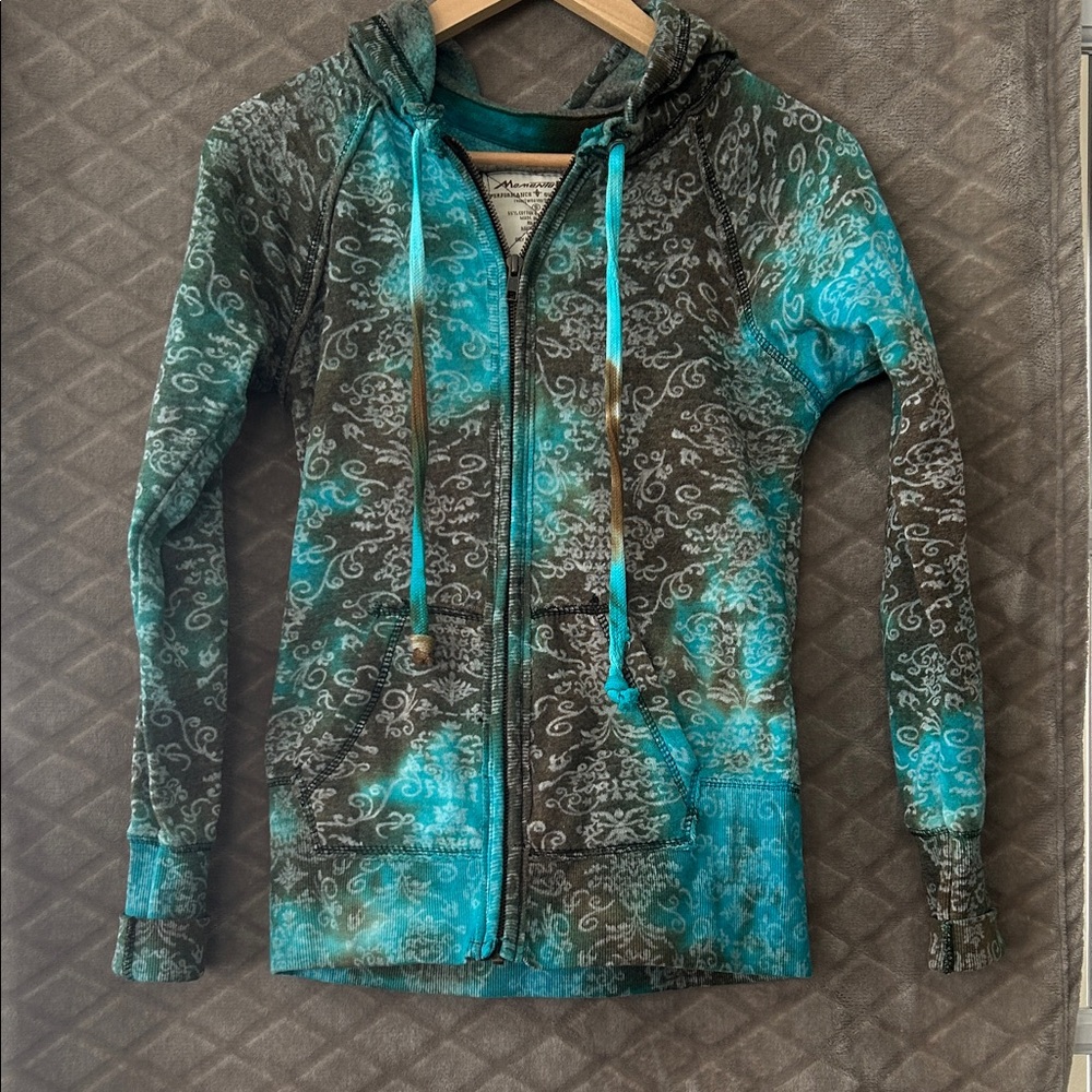 Stylish Teal and Gray Women's Hoodie Jacket